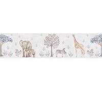 A.S. Création Lilly & Luis papel pintado no tejido con motivo para niños en beige, gris, negro - papel pintado animal 5,00 x 0,13 m - 771771
