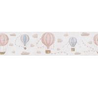 A.S. Création Lilly & Luis papel pintado no tejido con motivo para niños en crema, beige, rosa, azul - papel pintado cenefa de nubes 5,00 x 0,13 m - 771351