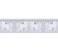A.S. Création Lilly & Luis papel pintado no tejido con motivo para niños en gris, rosa, blanco - papel pintado cenefa de unicornios 5,00 x 0,13 m - 771471