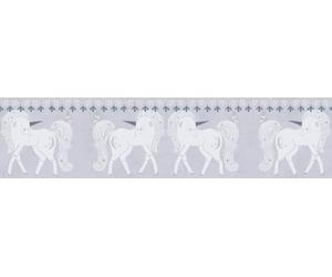 A.S. Création Lilly & Luis papel pintado no tejido con motivo para niños en gris, rosa, blanco - papel pintado cenefa de unicornios 5,00 x 0,13 m - 771471