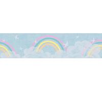 A.S. Création Lilly & Luis papel pintado no tejido con motivo para niños en multicolor, azul, blanco - papel pintado cenefa de nubes 5,00 x 0,13 m - 771451