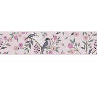A.S. Création Lilly & Luis papel pintado no tejido con motivo para niños en multicolor, verde, rosa - papel pintado cenefa floral 5,00 x 0,13 m - 771371