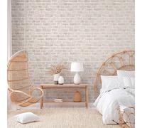 Papel Tapiz Con Efecto Piedra PVC Libre - Beige, Blanco