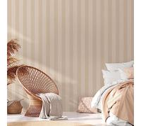 A.S. Création Natural Living 386652 - Papel pintado (10,05 x 0,53 m), diseño de rayas, color beige y blanco