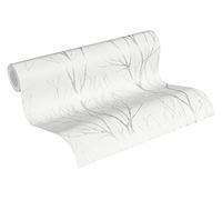 A.S. Création Papel Pintado Bosque Blooming Papel pintado tejido no tejido 10.05 m x 0.53 m Blanco Gris Fabricado en Alemania 372602 37260-2