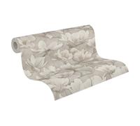 A.S. Création Papel pintado de fieltro floral en beige, crema y blanco - Moderno papel pintado floral 396102-10,05 m x 0,53 m - Papel pintado de alta calidad magnolia - Fabricado en Alemania