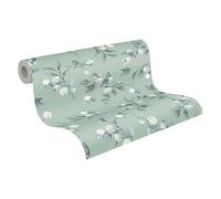 A.S. Création Papel pintado de fieltro floral en verde, gris y azul - Moderno papel pintado floral 397687 - 10,05 m x 0,53 m - Papel pintado de alta calidad con flores - Fabricado en Alemania