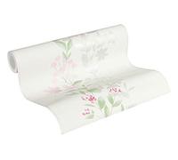 A.S. Création Papel Pintado De Flores Blooming Papel pintado tejido no tejido 10.05 m x 0.53 m Verde Rosa Gris Fabricado en Alemania 372661 37266-1