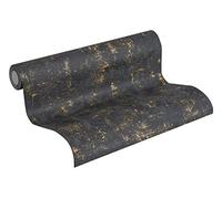 A.S. Création Papel Pintado de Tela no Tejida - Papel Pintado Vintage en Negro y Oro - Papel de Pared para Varios Espacios - Papel Pintado de Pared de 10,05 m x 0,53 m