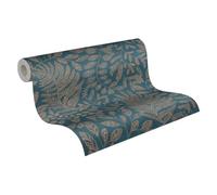 A.S. Création – Papel pintado floral azul, oro y turquesa – Para habitaciones – 10,05 m x 0,53 m