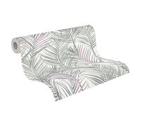 A.S. Création Papel pintado Floral Gris, Verde, Blanco, Rosa, Attractive 2 390382 - Papel pintado de hierbas, 10,05 m x 0,53 m, fabricado en Alemania