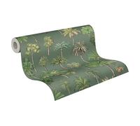 A.S. Création papel pintado no tejido con motivo de hojas de palmera en verde, beige, marrón, amarillo - papel pintado jungla exótica 10,05 m x 0,53 m - 791712