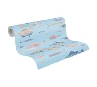A.S. Création Papel pintado no tejido con peces en turquesa multicolor rosa - Papel pintado de alta calidad animales 396962 - Papel pintado de pared para salón estudio - 10,05 m x 0,53 m - Fabricado
