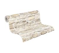 Livingwalls Papel pintado no tejido Diseño Piedra Beige y Amarillo 10,05 m x 0,53 m