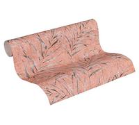 A.S. Création Papel Pintado Palmeras Greenery Papel pintado tejido no tejido 10.05 m x 0.53 m Rosa Naranja Rojo Fabricado en Alemania 373354 37335-4