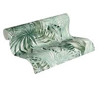 A.S. Création Papel Pintado - Papel de Pared de Palmeras en Verde y Blanco - Papel Pintado para Diferentes Espacios - Papel Pintado de Pared en 10,05 m x 0,53 m