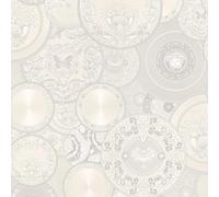 A.S. Création papel pintado TNT con cabeza de Medusa en gris, blanco, plata, metálico - papel pintado barroco de lujo con efecto metálico 10,05 m x 0,70 m - 349014