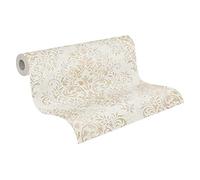 A.S. Création papel pintado TNT con ornamentos en beige, marrón, metálico - papel pintado barroco con patrón damasco 10,05 m x 0,53 m - 339244