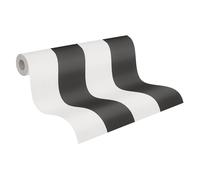 A.S. Création papel pintado TNT con rayas en negro, blanco - papel pintado de rayas atemporal 10,05 m x 0,53 m - 334213