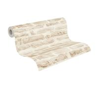 A.S. Création papel pintado TNT estilo rústico en beige, crema - papel pintado efecto piedra natural auténtica 10,05 m x 0,53 m - 355803