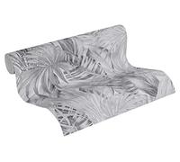 A.S. Création Papier peint intissé - palmier en gris et blanc - Tapisserie pour différentes pièces - Papier peint adhesif en 10,05 m x 0,53 m