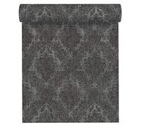 Livingwalls Papel pintado Secret Garden 33607-8 fieltro 10,05x0,53m gris metálico y negro