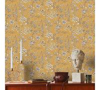 A.S. Création Travel Styles Papel pintado no tejido - Papel pintado floral en amarillo y blanco - escandinavo para diferentes habitaciones en 10,05 m x 0,53 m