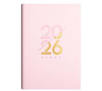 A5 planner, 2026 diary, English planner, 156 pages, one page per day, gold foil cover (pink)