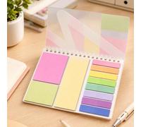 A6 Sticky Notes Notebook Set, Planner Journal with Tabs for Office | Juego de cuadernos A6 con notas adhesivas, pestañas de índice coloridas y páginas de notas para planificación