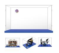 AAABOX 45x40x35 Vitrina Acrílico para Lego Home Alone 21330 Star Wars Tie Interceptor Ucs 75382 Piano Cola 21323 (Base Azul)