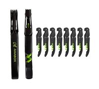 AAABOX Pack of 10 Sacacorchos Profesional Sommelier de Doble Palanca,3 en 1 Abridor de Vino con Espiral de Acero Inoxidable(Verde y Negro)