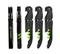 AAABOX Pack of 5 Sacacorchos Profesional Sommelier de Doble Palanca,3 en 1 Abridor de Vino con Espiral de Acero Inoxidable(Verde y Negro)
