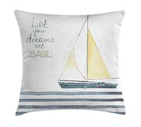 ABAKUHAUS Inspirado Funda para Almohadón, Viaje de Vela, Decorativo, Estampado en Ambos Lados, 60 x 60 cm, Blanco Azul Pálido