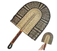 Abanico de Rafia Tejido a Mano para decoración de Pared, Abanico de Paja con Patrones de inspiración Africana, decoración del hogar de Fibra Natural para Sala de Estar, cafetería, Boda, 2.
