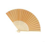 Abanico de seda plegable de estilo chino de 21,5 cm, costillas de madera de una sola cara, hecho a mano, portátil, para verano, boda, fiesta, decoración, cosplay, exhibición de pared (dorado)