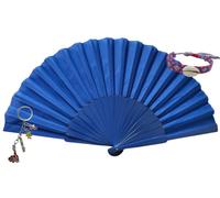 Abanico fiesta XXL Tamaño Grande para lucir. Sin mensaje, solo color. Refréscate al Máximo Nivel y con Estilo. Incluye Pulsera de Tela (Surtida Aleatoria) para Lucir Mientras te Abanicas (Azul)