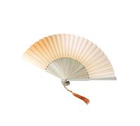 Abanico Plegable con gradiente, Estilo Chino, Marco de bambú, Ventilador de Mano con borlas para refrigeración y decoración artística de exhibición, Mano