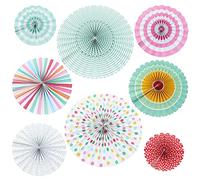 Abanicos de Papel Plegables Flores Decoracion, Decoracion Fiesta Carnaval, Abanicos de Boda Decoración para Fiestas, Ceremonia de Boda, Mesa Dulce, Cumpleaños, Festividades (Multicolor)