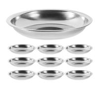 Abaodam 10 Unidades Plato de Salsa de Acero Inoxidable Redondo, Platillo | Plata, Superficie Lisa y Bordes Suaves, para Snacks y Aderezo, Cocina o Parrilla Bbq