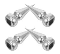 Abaodam 4 Piezas Tapa de Farola Remate para Valla de Acero Inoxidable Plata, Punta Cónica, para Tubos Cuadrados y Barandillas, Balcón y Jardín