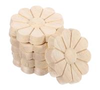 Abaodam 6 Piezas Apliques Redondos Tallados en Madera, Apliques de Flores sin Terminar, Madera, Redondos, Color Caqui, Accesorios para Armarios y Muebles, Decoración del Hogar y Cocinas