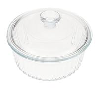 Abaodam Cacerola Redonda de Vidrio Borosilicato 1.6 Litros Tapa, para Horno y Cocina Diaria, Fácil de Limpiar