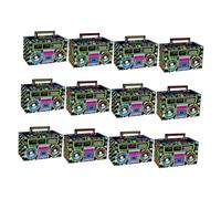 Abaodam Cajas de Obsequio para Fiestas Años 80, 12 Cajas de Papel Reciclado Diseño Cassette Retro, Portátiles y Decorativas para Dulces, Recuerdos y Envoltorios Temáticos para Adolescentes y Adultos