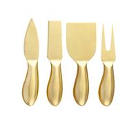 Abaodam Cuchillos para Queso de Acero Inoxidable Dorado, Juego de 4 Piezas Cortador en Forma de Corazón y Rectángulo, Adecuado para Cocina y Bandejas de Fiesta