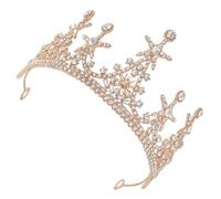 Abaodam Diadema de Fiesta Diseño de Estrella Dorada, Aleación de Zinc y Pedrería, Adecuada para Bodas y Actividades Fotográficas