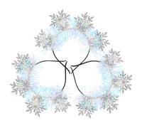 Abaodam Diadema Navideña para Niña 4 Copos de Nieve de Purpurina Rosa y Plata, Set de 3 Piezas, Accesorios Cabello en Fiestas y Eventos de Navidad