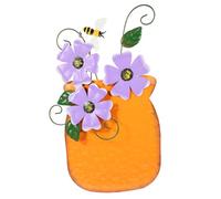 Abaodam Maceta Decorativa Colgante de Pared de Hierro Pintado Color Naranja Soporte Metálico Artesanal para Decoración de Jardín Terraza y Sala Adorno Tridimensional Resistente