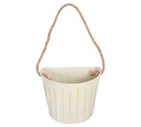 Abaodam Maceta Decorativa de Pared, Maceta Colgante de Metal Beige con Cuerda, Montaje en Pared, Capacidad Moderada, para Flores y Plantas Verdes, Patio y Balcón