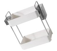 Abaodam Organizador de Cosméticos de 2 Niveles, Acero Inoxidable Blanco | Diseño Rectangular Orificios de Drenaje, Estructura Simple y Resistente, para Cocina y Tocador