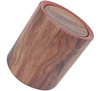 Abaodam Papelera Redonda de Plástico con Diseño de Madera y Tapa Abatible, Capacidad Moderada y Colocación Versátil para Uso Doméstico en Cocina y Dormitorio